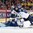 MONTREAL, CANADA - DECEMBER 29: Sweden's Felix Sandstrom #1 makes the save against Finland's Aapeli Rasanen #32 while Kristian Vesalainen #34, David Bernhardt #5 and Sebastian Ohlsson #25 look on during preliminary round action at the 2017 IIHF World Junior Championship. (Photo by Francois Laplante/HHOF-IIHF Images)

